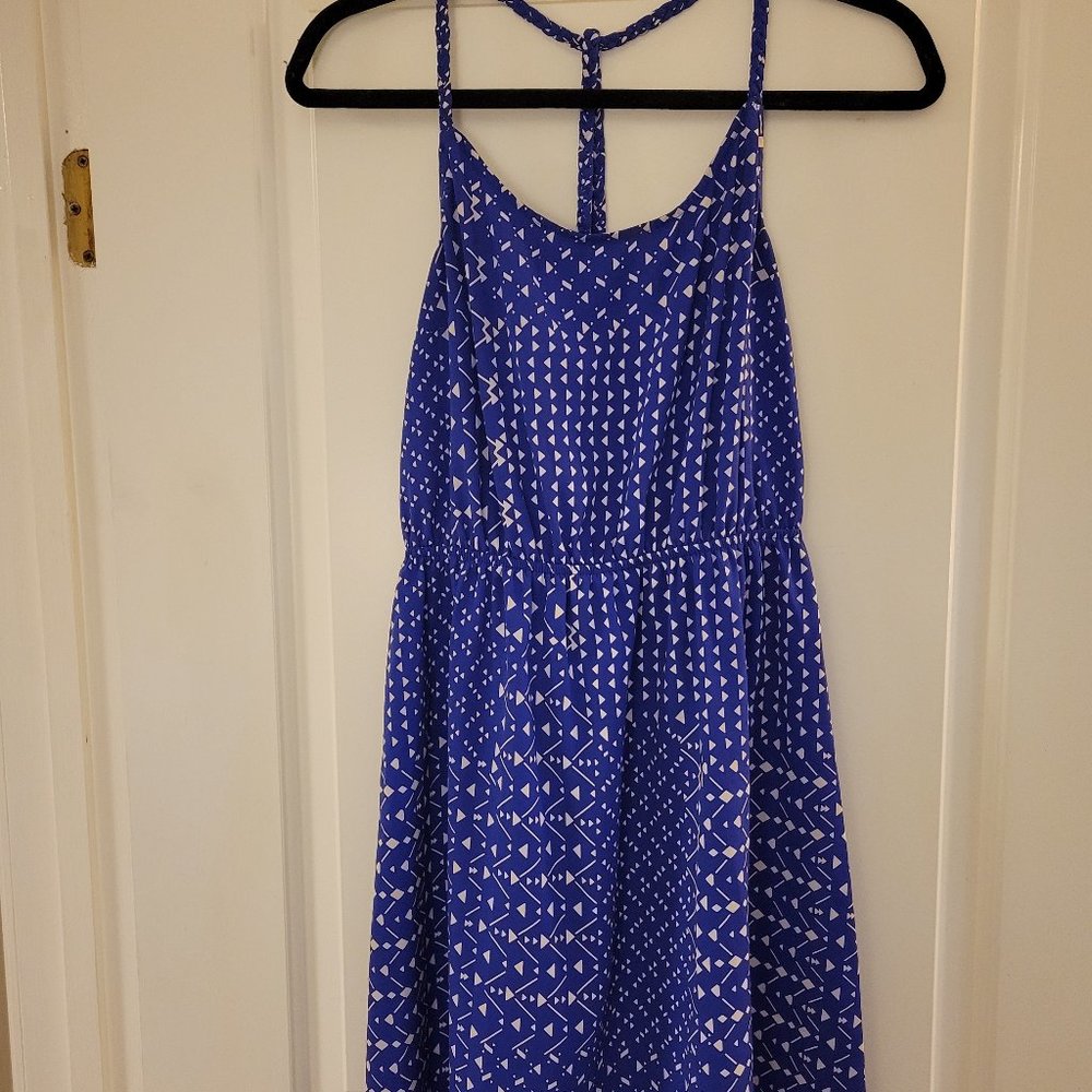 Soprano Purple/White Print Dress, short, size L